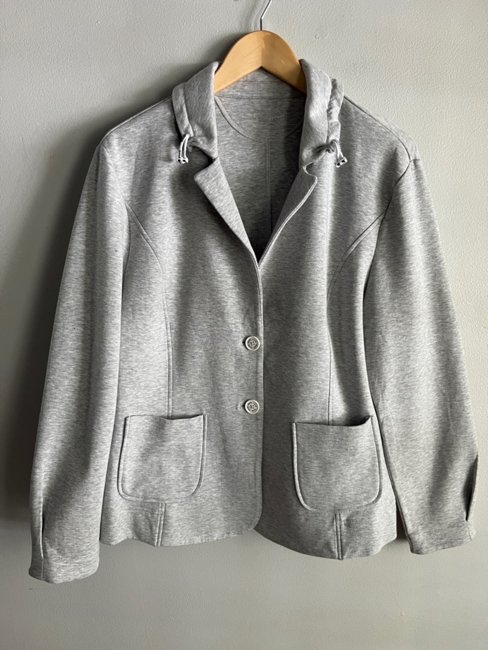 Marc Cain Sports Gray Knit Blazer Jacket Stretch Minimalist Chic Sz N6